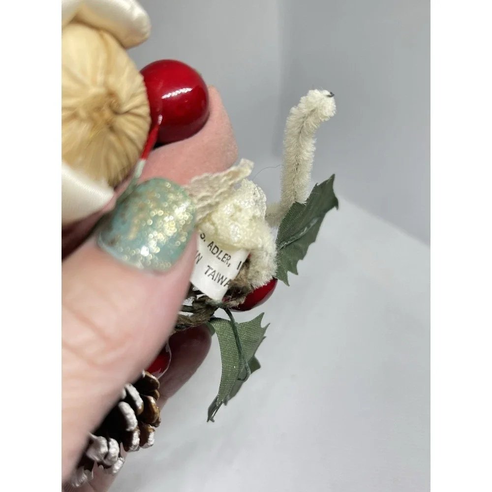 Vintage Kurt Adler Corn Husk Mouse Grandmother Glasses Christmas‎ Ornament READ
